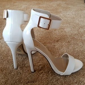 White Ankle Strap Sandals Heels